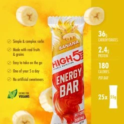 Barres énergétiques High5 (25 X 55 G) -Roue Voyage Soldes Magasin HIGH5 Energy Bar 25 x 55g Bars Banana 103998137501GBR 2