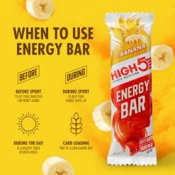 Barres énergétiques High5 (25 X 55 G) -Roue Voyage Soldes Magasin HIGH5 Energy Bar 25 x 55g Bars Banana 103998137501GBR