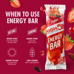 Barres énergétiques High5 (25 X 55 G) -Roue Voyage Soldes Magasin HIGH5 Energy Bar 25 x 55g Bars Berry 103998137556GBR