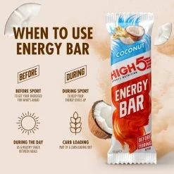 Barres énergétiques High5 (25 X 55 G) -Roue Voyage Soldes Magasin HIGH5 Energy Bar 25 x 55g Bars Coconut 103998137555GBR