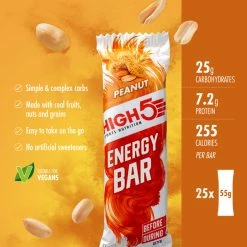 Barres énergétiques High5 (25 X 55 G) -Roue Voyage Soldes Magasin HIGH5 Energy Bar 25 x 55g Bars Peanut 103998137568GBR 1
