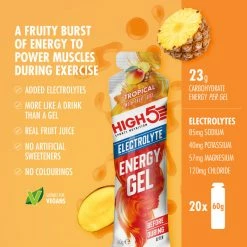 Gels Electrolyte High5 Energy (20 X 60 G) 16 Gels Electrolyte High5 Energy (20 X 60 G) -Roue Voyage Soldes Magasin Tropical202 1